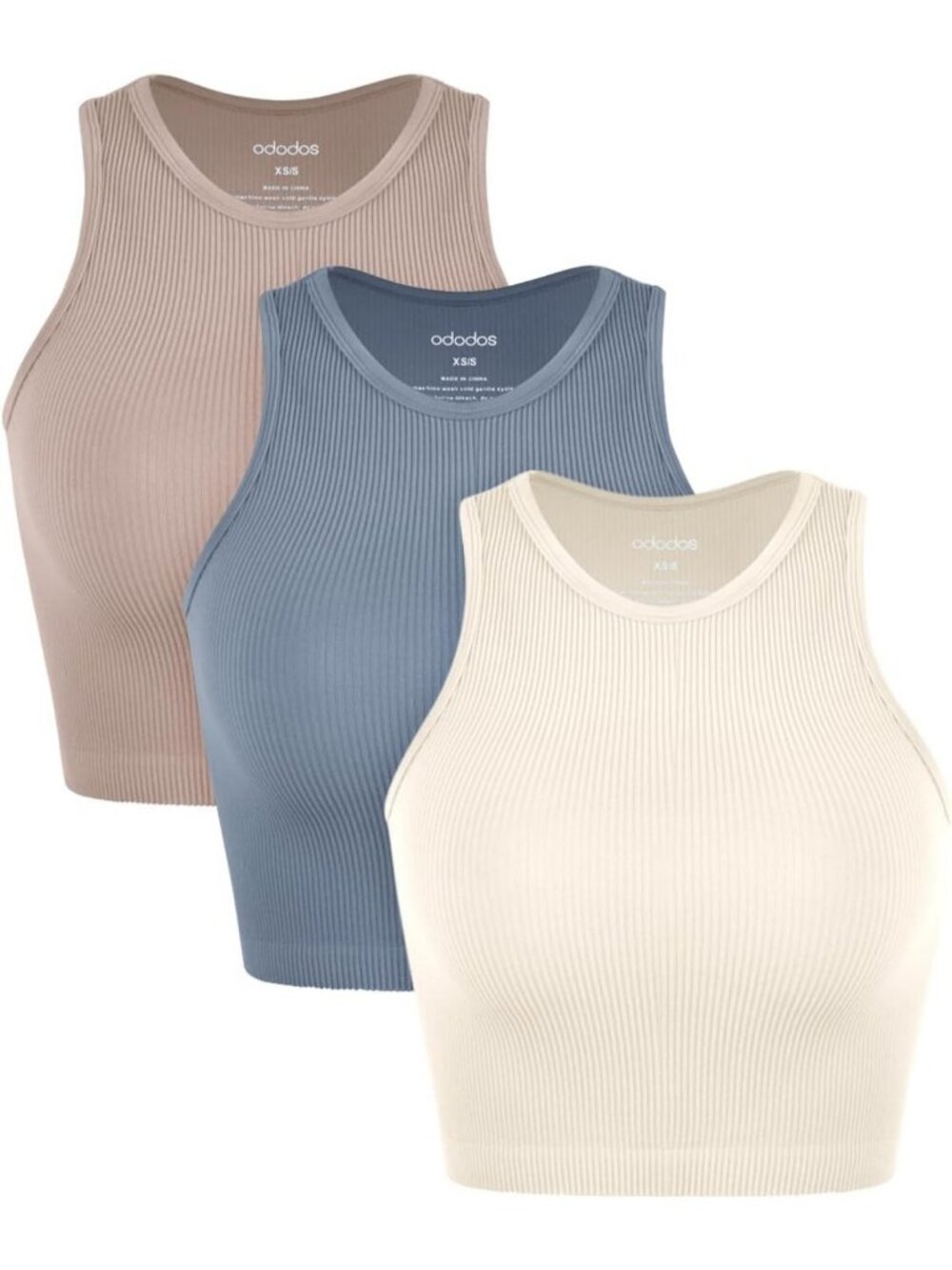 Seamless Ribbed Crop Tank Tops for Women - Soft High Neck 3-Pack Set